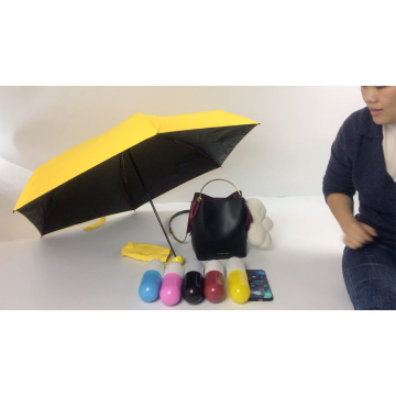 Best umbrellas 2020new invention high quality waterproof Anti UV capsule mini 5 fold pocket  umbrellas  with logo prints